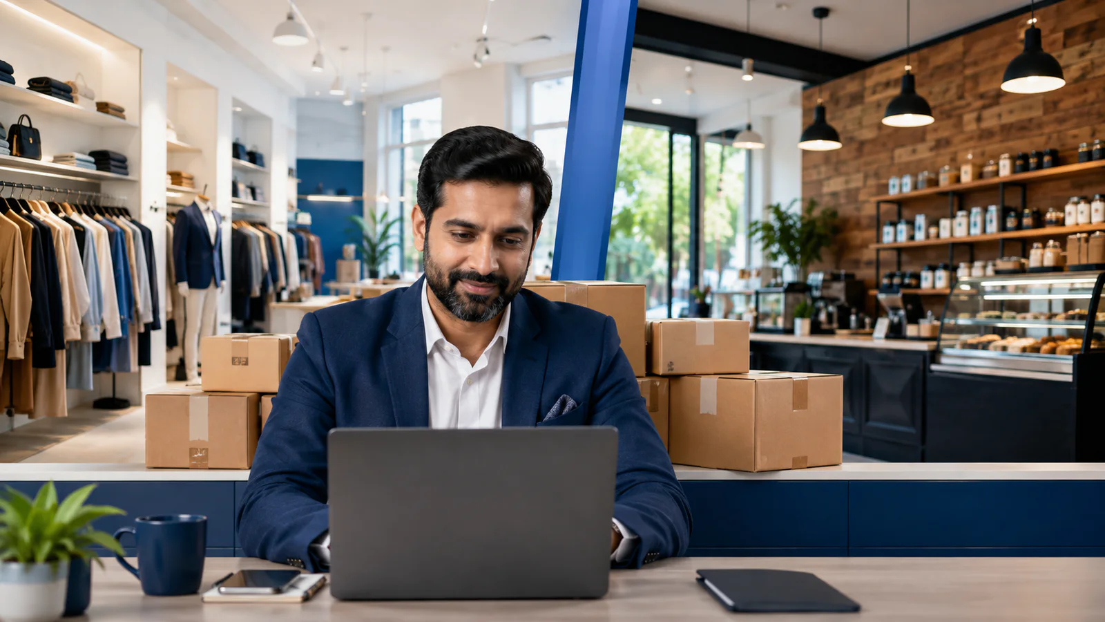 A business owner coordinating inventory across multiple retail branches