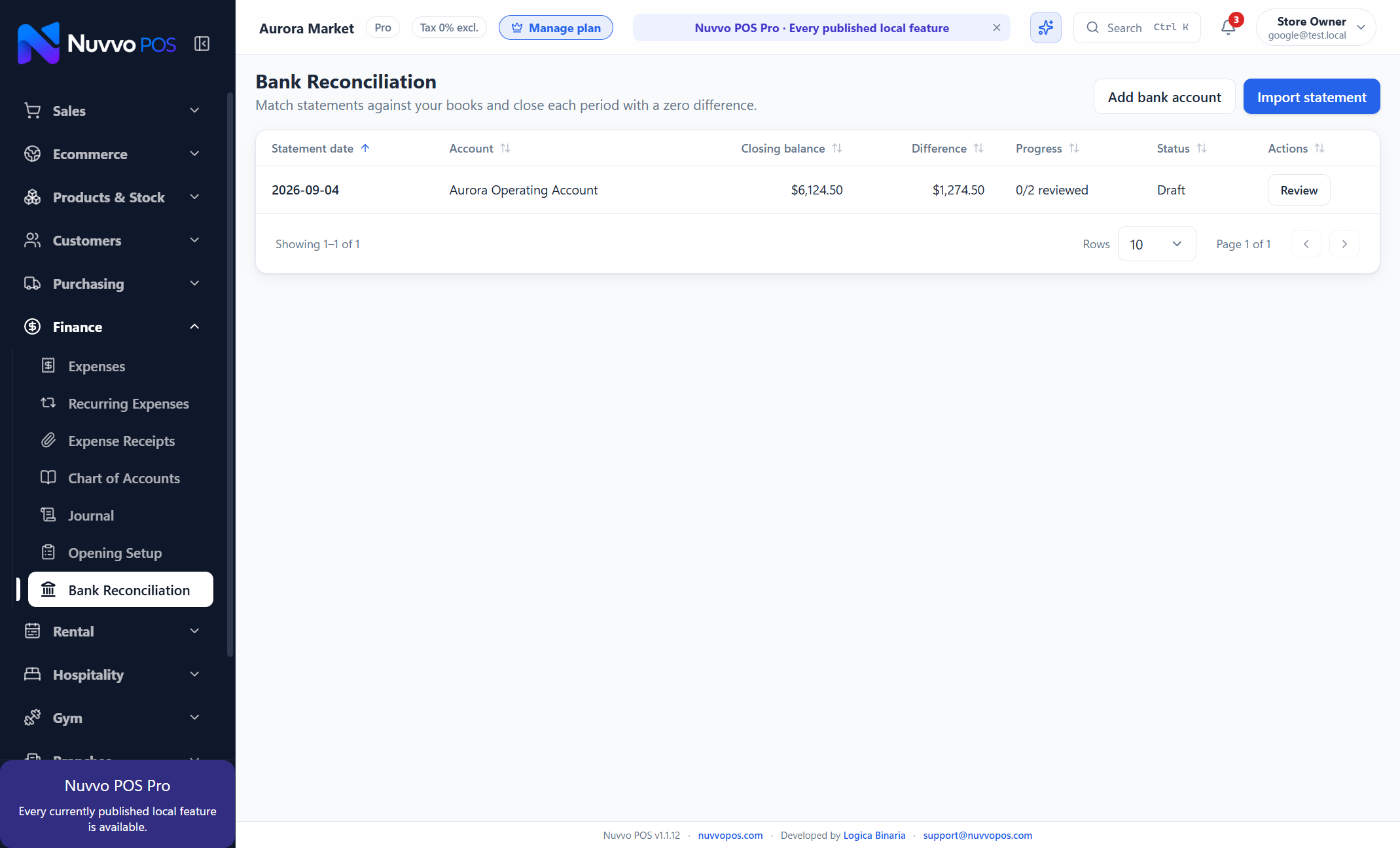 Cash and bank reconciliation