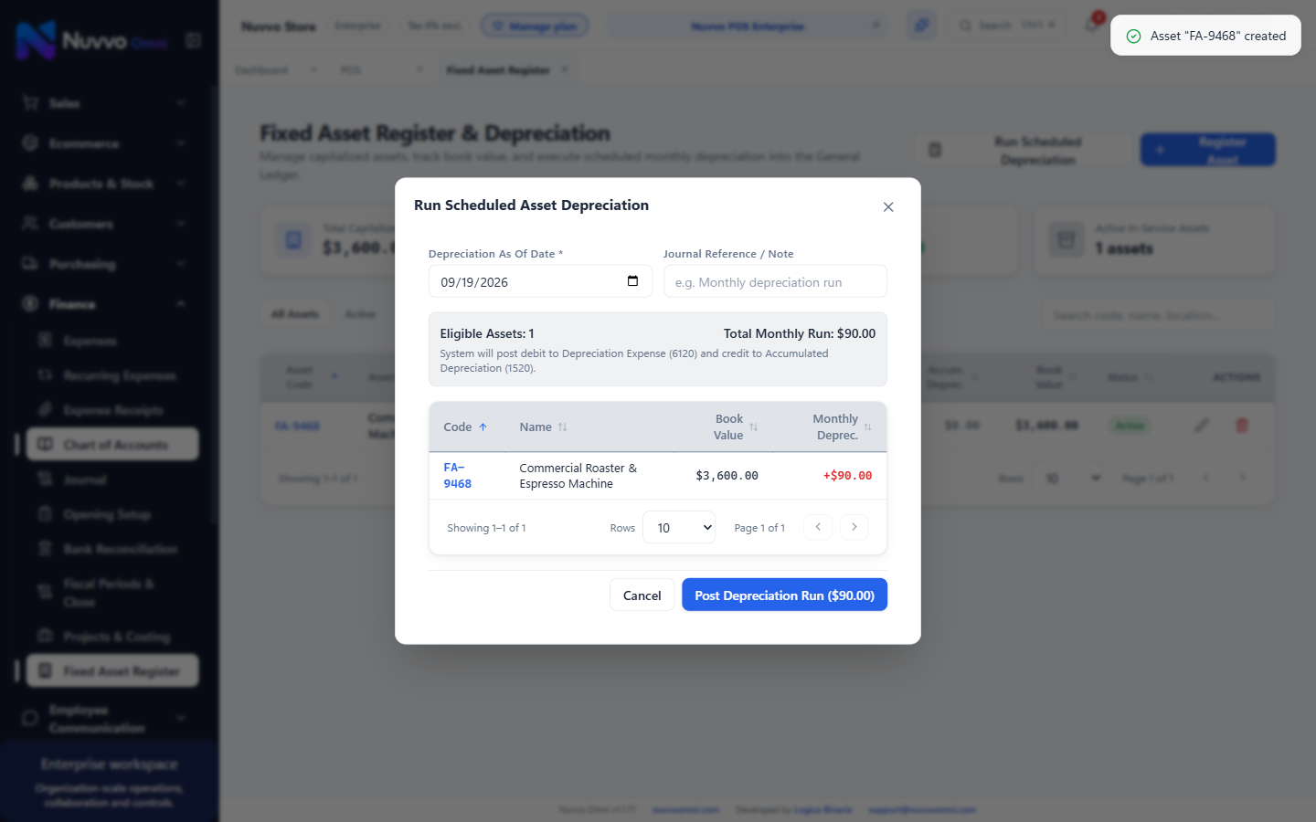 Automated depreciation schedules