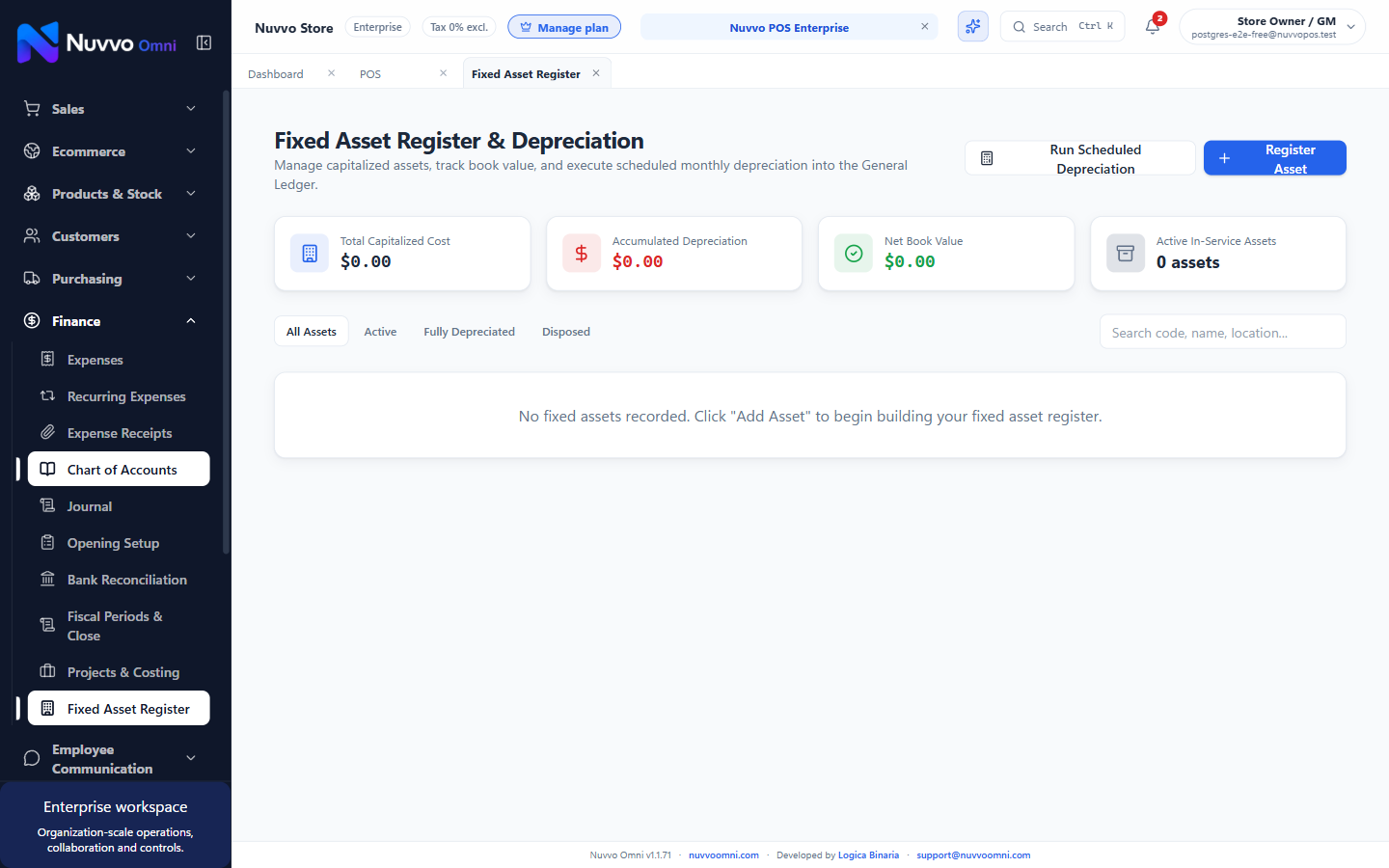 Fixed asset register & capital assets