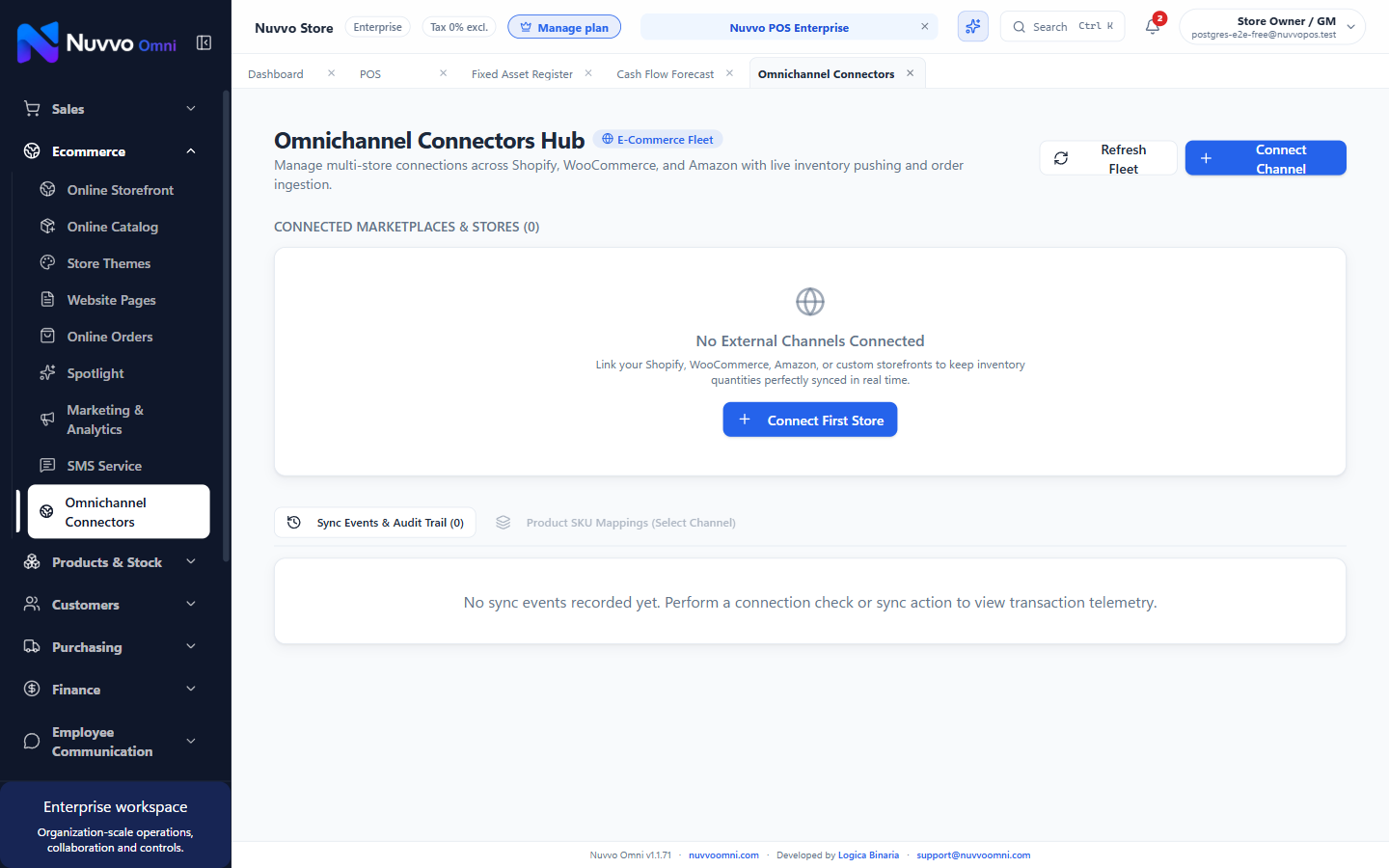 Omnichannel Commerce screen in Nuvvo Omni