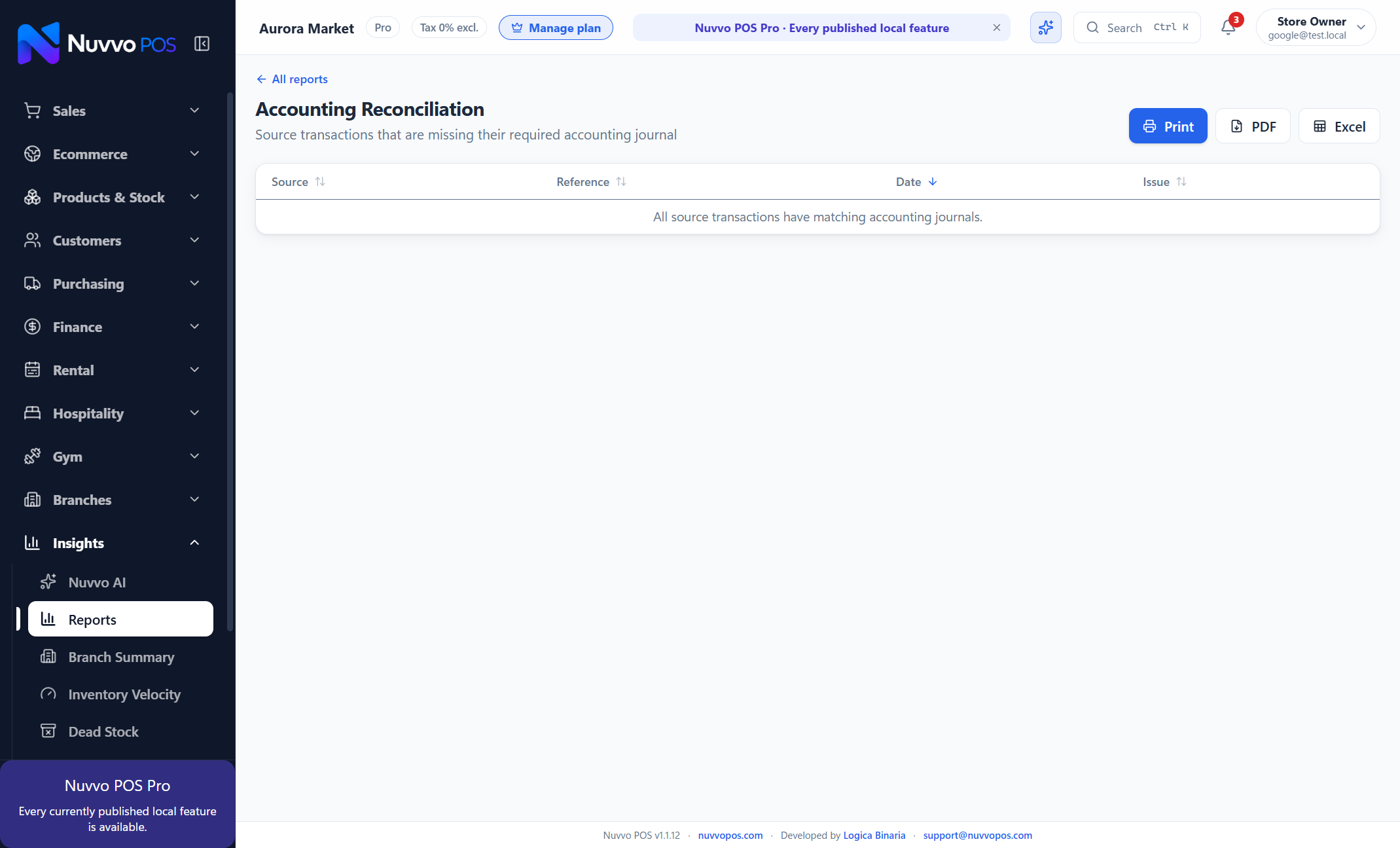 Report — Accounting Reconciliation
