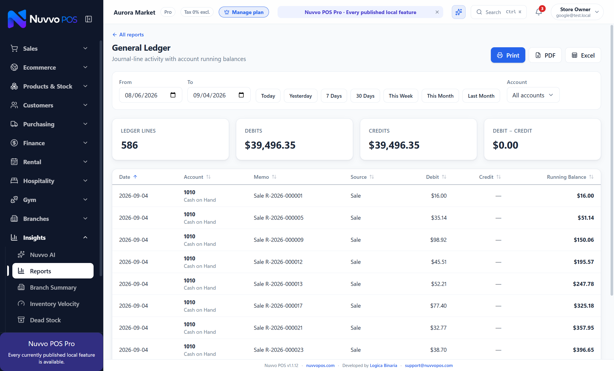 Report — General Ledger