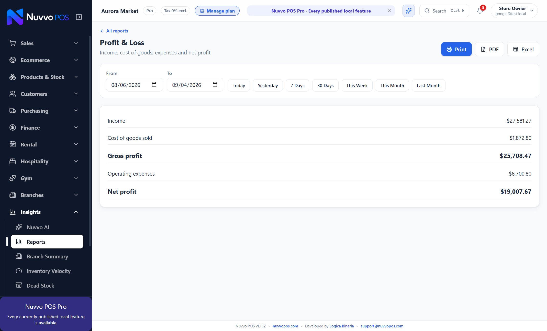Report — Profit & Loss